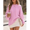 image:imageZESICA Womens Fall Sweaters Oversized Mock Neck Cable Knit OutfitsPink