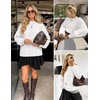 image:imageZESICA Womens Fall Sweaters Oversized Mock Neck Cable Knit OutfitsWhite