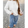image:imageZESICA Womens Fall Sweaters Oversized Mock Neck Cable Knit OutfitsWhite