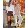 image:imageZESICA Womens Fall Sweaters Oversized Mock Neck Cable Knit OutfitsWhite