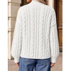 image:imageZESICA Womens Fall Sweaters Oversized Mock Neck Cable Knit OutfitsWhite