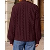 image:imageZESICA Womens Fall Sweaters Oversized Mock Neck Cable Knit OutfitsWine