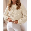 image:imageZESICA Womens Fall Winter Cable Knit Oversized Cozy Knit Pullover SweatersApricot
