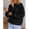image:imageZESICA Womens Fall Winter Cable Knit Oversized Cozy Knit Pullover SweatersBlack