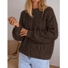 image:imageZESICA Womens Fall Winter Cable Knit Oversized Cozy Knit Pullover SweatersBrown