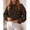 image:imageZESICA Womens Fall Winter Cable Knit Oversized Cozy Knit Pullover SweatersBrown