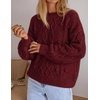 image:imageZESICA Womens Fall Winter Cable Knit Oversized Cozy Knit Pullover SweatersBurgundy
