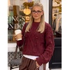 image:imageZESICA Womens Fall Winter Cable Knit Oversized Cozy Knit Pullover SweatersBurgundy
