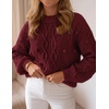 image:imageZESICA Womens Fall Winter Cable Knit Oversized Cozy Knit Pullover SweatersBurgundy