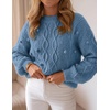 image:imageZESICA Womens Fall Winter Cable Knit Oversized Cozy Knit Pullover SweatersDusty Blue