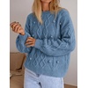 image:imageZESICA Womens Fall Winter Cable Knit Oversized Cozy Knit Pullover SweatersDusty Blue