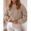 image:imageZESICA Womens Fall Winter Cable Knit Oversized Cozy Knit Pullover SweatersLight Khaki