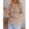 image:imageZESICA Womens Fall Winter Cable Knit Oversized Cozy Knit Pullover SweatersLight Khaki