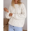 image:imageZESICA Womens Fall Winter Cable Knit Oversized Cozy Knit Pullover SweatersWhite