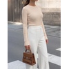 image:imageZESICA Womens Fall Winter Cozy Sweaters Fitted Knit Pullover TopsApricot