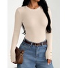 image:imageZESICA Womens Fall Winter Cozy Sweaters Fitted Knit Pullover TopsApricot