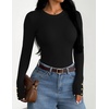 image:imageZESICA Womens Fall Winter Cozy Sweaters Fitted Knit Pullover TopsBlack