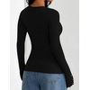 image:imageZESICA Womens Fall Winter Cozy Sweaters Fitted Knit Pullover TopsBlack