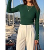 image:imageZESICA Womens Fall Winter Cozy Sweaters Fitted Knit Pullover TopsDarkgreen