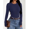 image:imageZESICA Womens Fall Winter Cozy Sweaters Fitted Knit Pullover TopsNavy