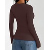 image:imageZESICA Womens Fall Winter Cozy Sweaters Fitted Knit Pullover TopsTaupe
