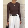 image:imageZESICA Womens Fall Winter Cozy Sweaters Fitted Knit Pullover TopsTaupe