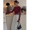 image:imageZESICA Womens Fall Winter Cozy Sweaters Fitted Knit Pullover TopsWine