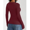 image:imageZESICA Womens Fall Winter Cozy Sweaters Fitted Knit Pullover TopsWine
