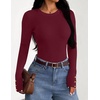 image:imageZESICA Womens Fall Winter Cozy Sweaters Fitted Knit Pullover TopsWine