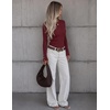 image:imageZESICA Womens Fall Winter Cozy Sweaters Fitted Knit Pullover TopsWine