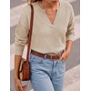 image:imageZESICA Womens Fall Winter Cozy Sweaters V Neck Loose Warm Pullover TopsApricot