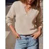 image:imageZESICA Womens Fall Winter Cozy Sweaters V Neck Loose Warm Pullover TopsApricot