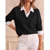 image:imageZESICA Womens Fall Winter Cozy Sweaters V Neck Loose Warm Pullover TopsBlack
