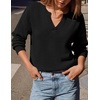 image:imageZESICA Womens Fall Winter Cozy Sweaters V Neck Loose Warm Pullover TopsBlack