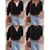 image:imageZESICA Womens Fall Winter Cozy Sweaters V Neck Loose Warm Pullover TopsBlack