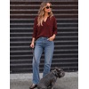 image:imageZESICA Womens Fall Winter Cozy Sweaters V Neck Loose Warm Pullover TopsBurgundy