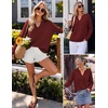 image:imageZESICA Womens Fall Winter Cozy Sweaters V Neck Loose Warm Pullover TopsBurgundy