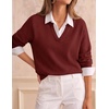 image:imageZESICA Womens Fall Winter Cozy Sweaters V Neck Loose Warm Pullover TopsBurgundy
