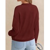 image:imageZESICA Womens Fall Winter Cozy Sweaters V Neck Loose Warm Pullover TopsBurgundy