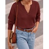 image:imageZESICA Womens Fall Winter Cozy Sweaters V Neck Loose Warm Pullover TopsBurgundy