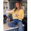 image:imageZESICA Womens Fall Winter Cozy Sweaters V Neck Loose Warm Pullover TopsButter Yellow