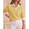 image:imageZESICA Womens Fall Winter Cozy Sweaters V Neck Loose Warm Pullover TopsButter Yellow