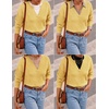 image:imageZESICA Womens Fall Winter Cozy Sweaters V Neck Loose Warm Pullover TopsButter Yellow