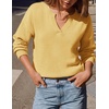image:imageZESICA Womens Fall Winter Cozy Sweaters V Neck Loose Warm Pullover TopsButter Yellow