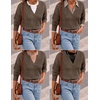 image:imageZESICA Womens Fall Winter Cozy Sweaters V Neck Loose Warm Pullover TopsGrey Taupe