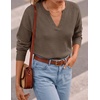 image:imageZESICA Womens Fall Winter Cozy Sweaters V Neck Loose Warm Pullover TopsGrey Taupe