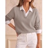 image:imageZESICA Womens Fall Winter Cozy Sweaters V Neck Loose Warm Pullover TopsOats