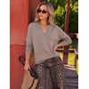image:imageZESICA Womens Fall Winter Cozy Sweaters V Neck Loose Warm Pullover TopsOats