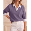 image:imageZESICA Womens Fall Winter Cozy Sweaters V Neck Loose Warm Pullover TopsPurple