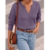 image:imageZESICA Womens Fall Winter Cozy Sweaters V Neck Loose Warm Pullover TopsPurple